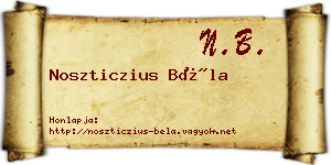 Noszticzius Béla névjegykártya